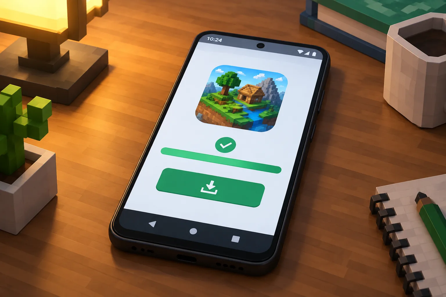Ảnh minh họa điện thoại Android sau khi tải một file APK Minecraft PE 26.20