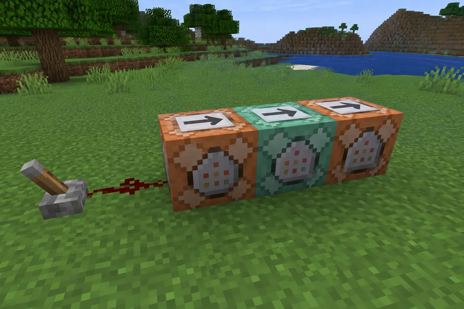 Chuỗi command block được nối với nhau chạy liên tiếp trong Minecraft PE trên Android
