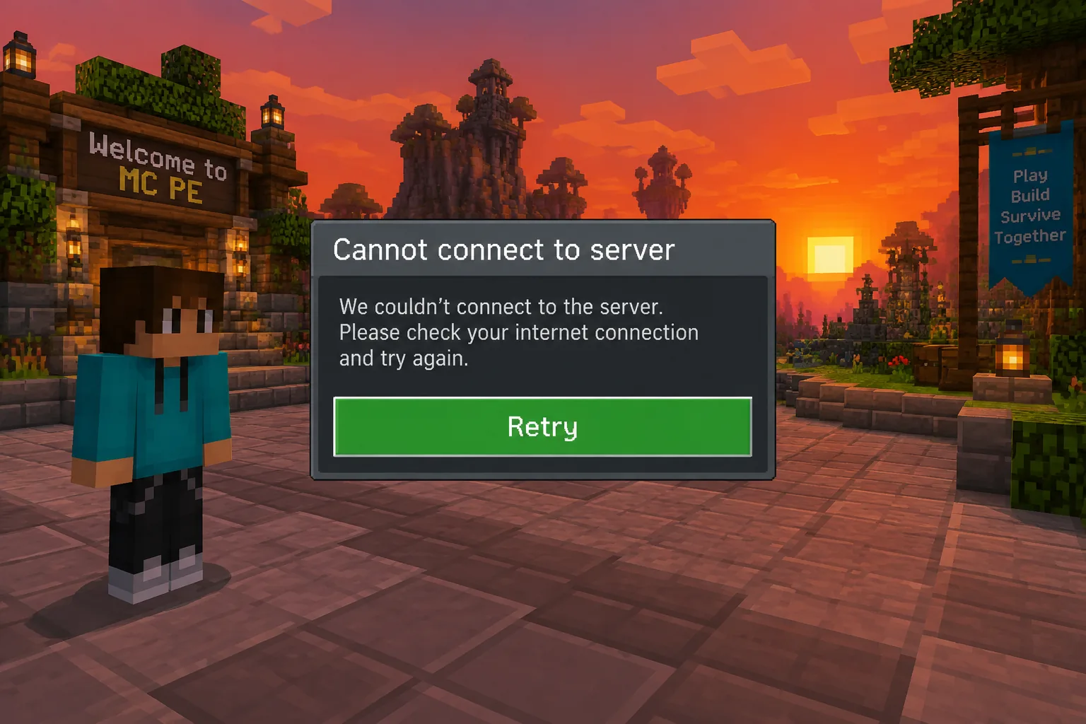 Lỗi kết nối server Minecraft PE khi tham gia máy chủ tùy chỉnh