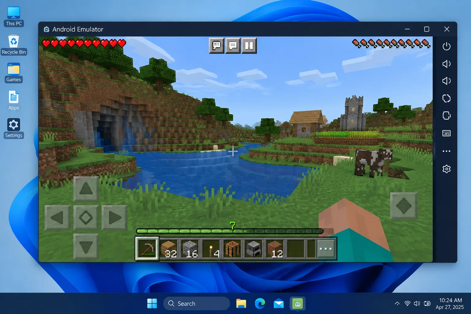 Quá trình cài đặt Minecraft PE trên giả lập Android qua file APK trên máy tính