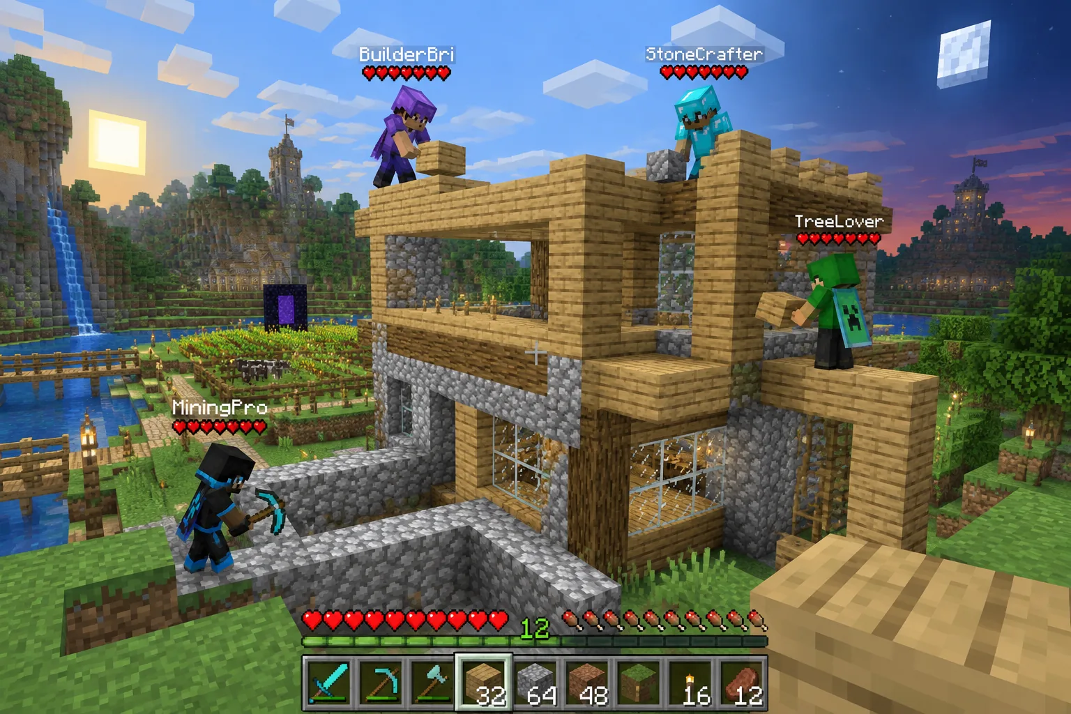Màn hình điện thoại Android hiển thị giao diện Realms trong Minecraft Pocket Edition với các tùy chọn mua gói