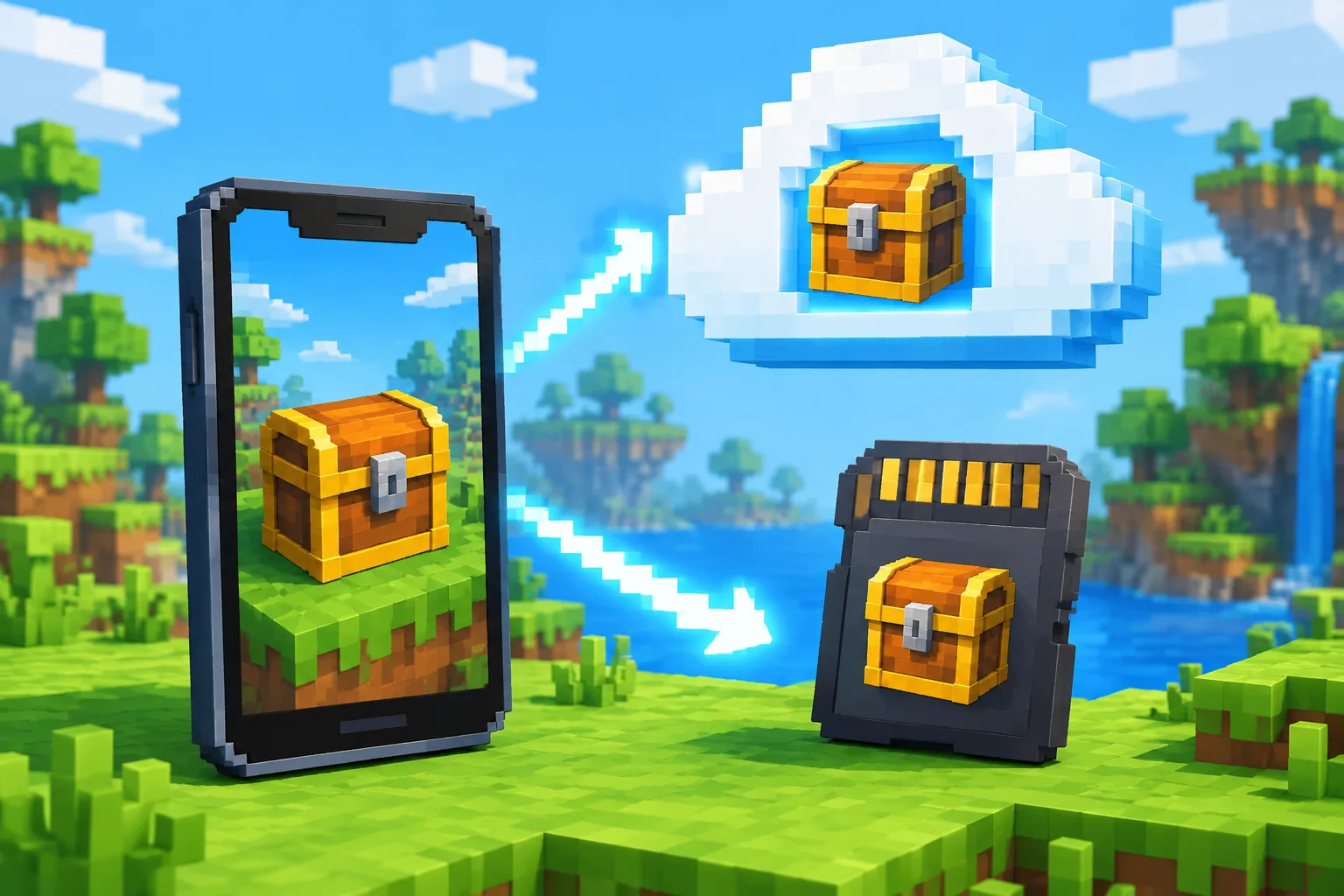 Minh họa kiểm tra bản sao world trước khi cài Minecraft PE