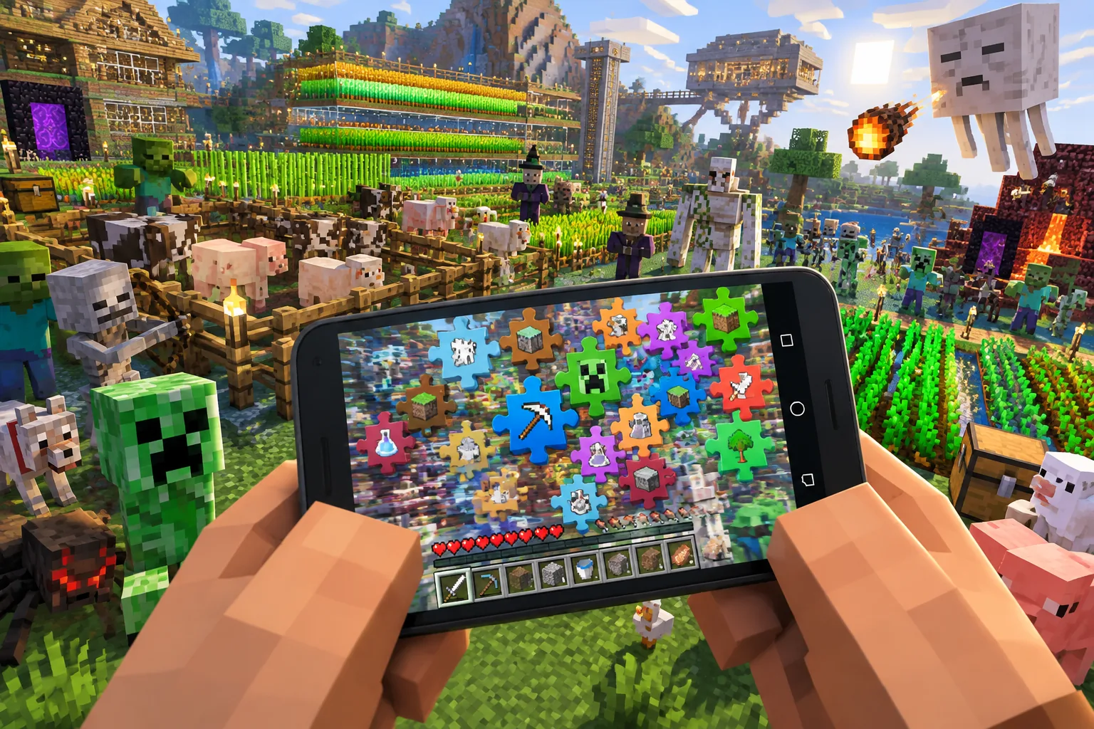 Minh hoạ Add-on, resource pack và world nặng có làm Minecraft PE lag không?