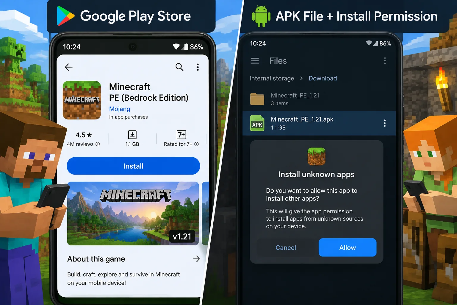 Minh hoạ Cài từ Google Play và cài file APK khác nhau ở đâu?