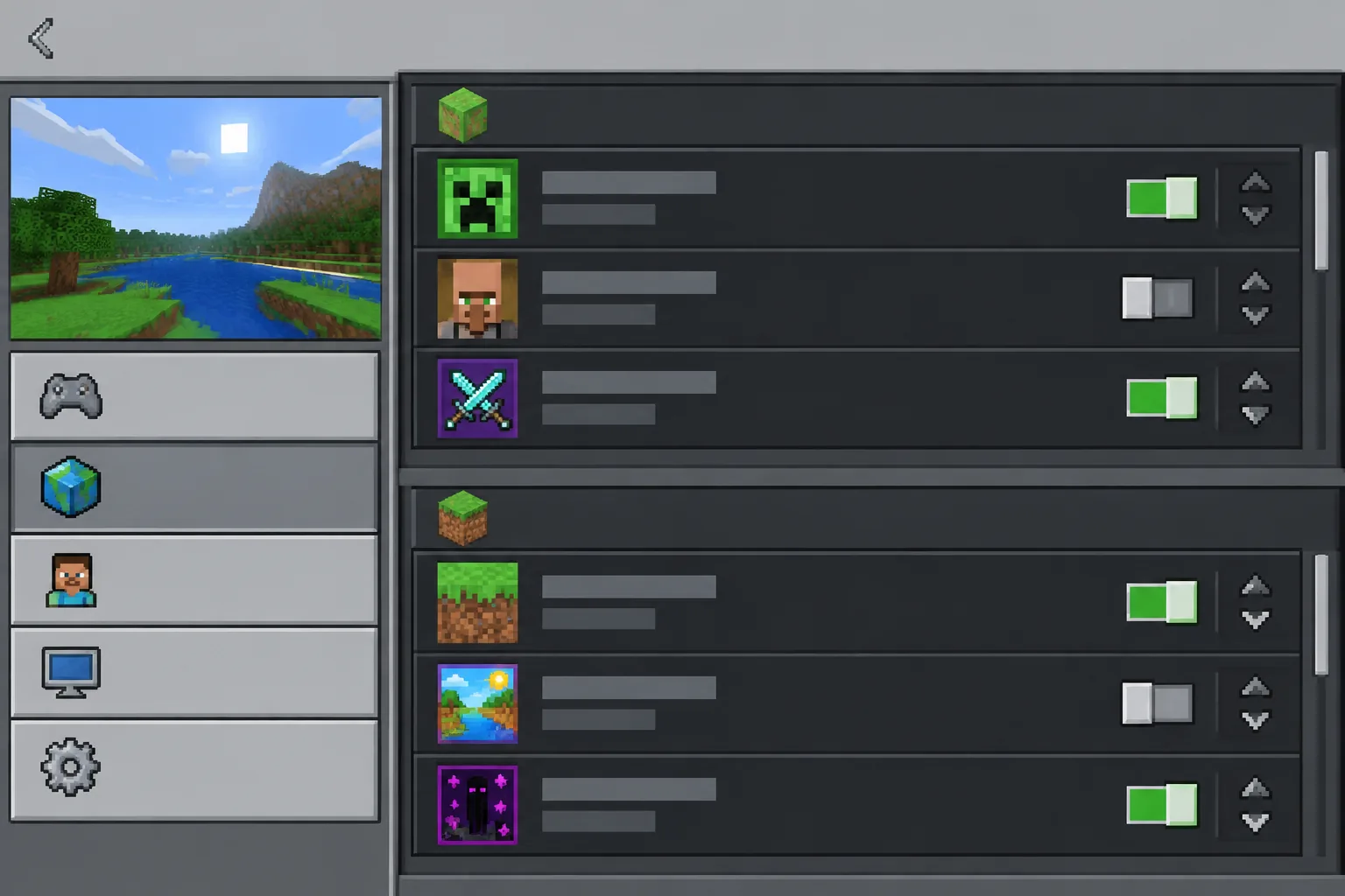 Minh hoạ Bật addon cho world và khi nào phải bật Experiments