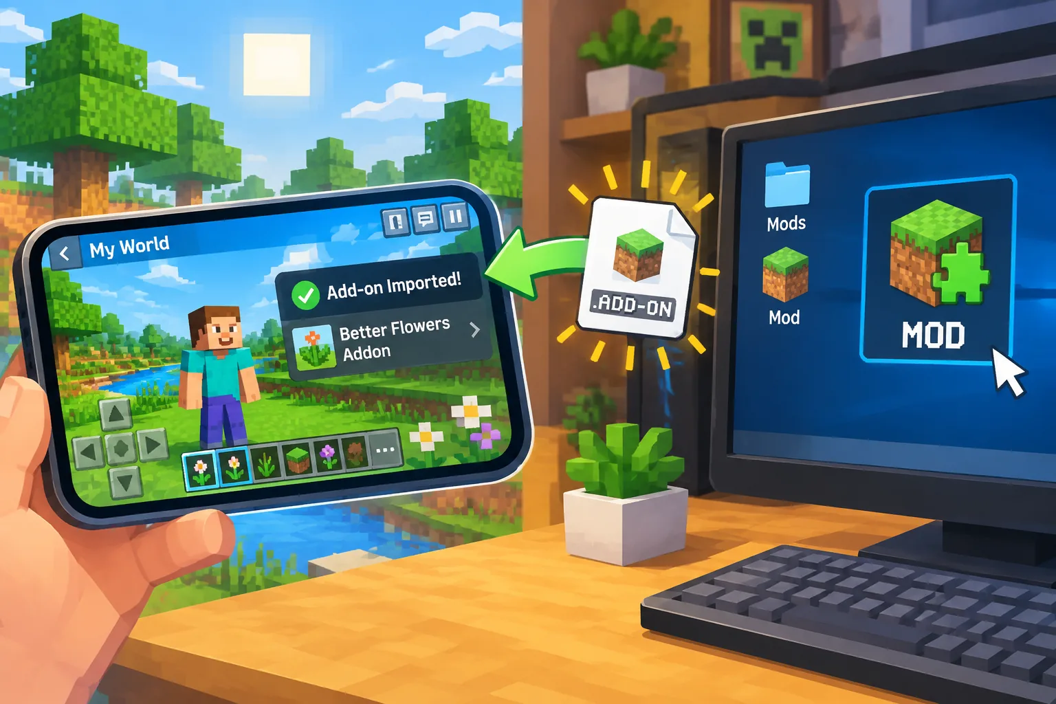 Minh hoạ Mod Java khác add-on của Minecraft PE ở chỗ nào?