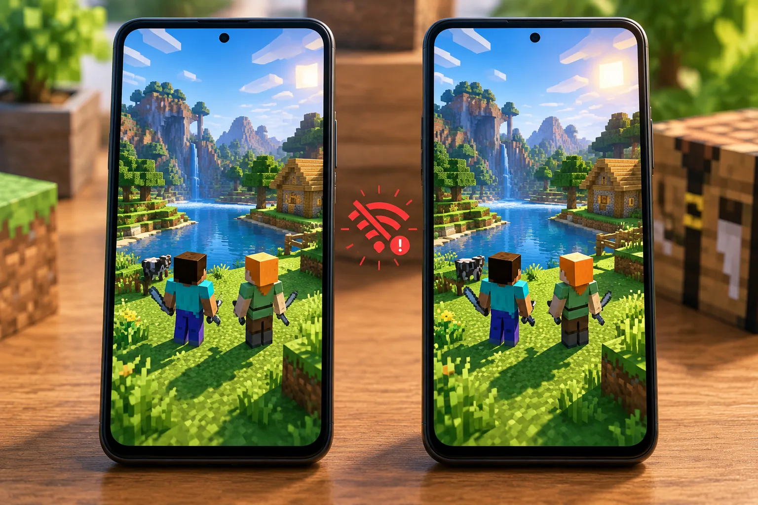 Minh họa kiểm edition trước khi chơi chung Minecraft PE