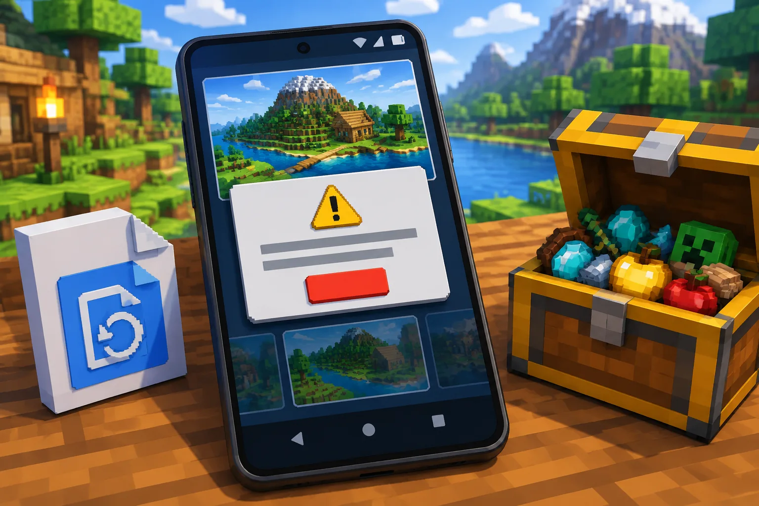 Minh họa chẩn đoán lỗi vào world Minecraft PE